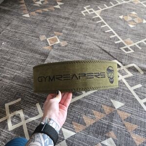 Gymreapers Olive Leather Weightlifting Belt for Men